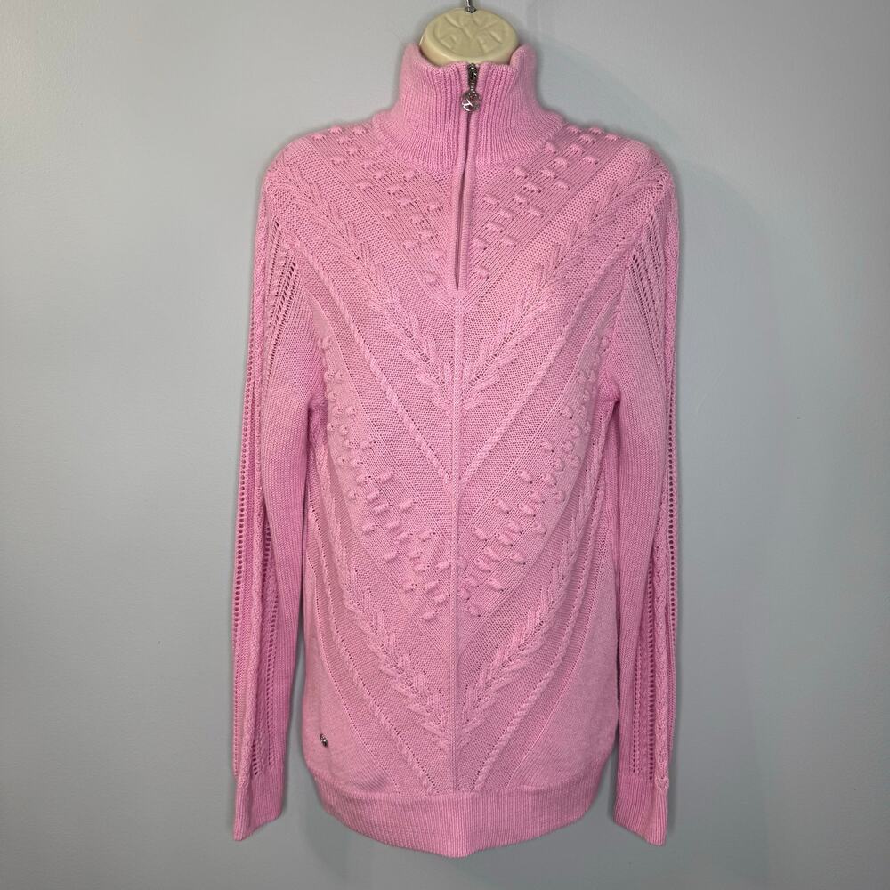 Daily Sports Amedine 1/4 Zip Pullover Sweater Wool Blend Pink Women's M New